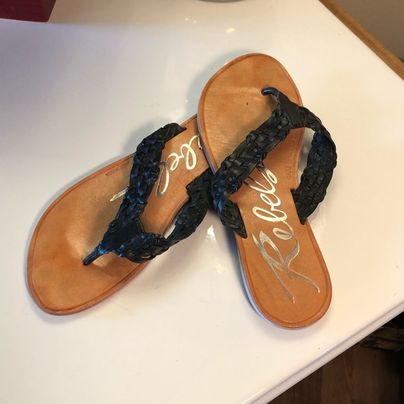 Rebels Keira Black Leather Flip Flops-Pre❤️’d - Picture 4 of 6